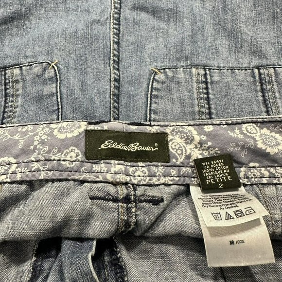 Eddie Bauer Womens Jean Skirt Size 2 petite Blue Denim Front and Back Pockets - Picture 3 of 3
